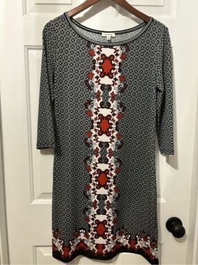 Max Studio Black & Red Patterned Women's Shift Dress